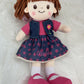 Personalized Snuggle Dolls, Custom Soft Brunette Baby Rag Doll, Pink Polka Dot Skirt, 16 Inches, Muecas De Trapo Personalizadas
