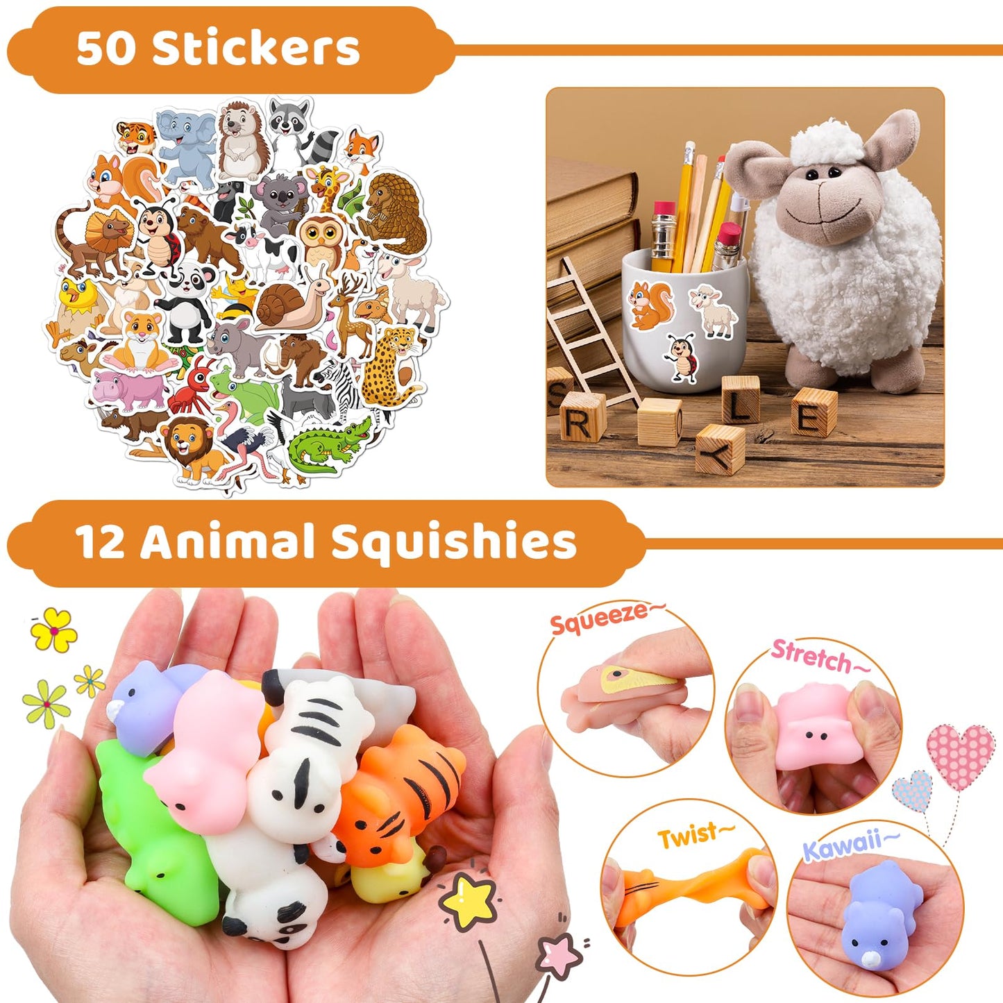 Mepmela Woodland Animal Party Favors, 134 Pcs Woodland Birthday Party Supplies - Wild Animals Themed Party Favors For Kids Birth