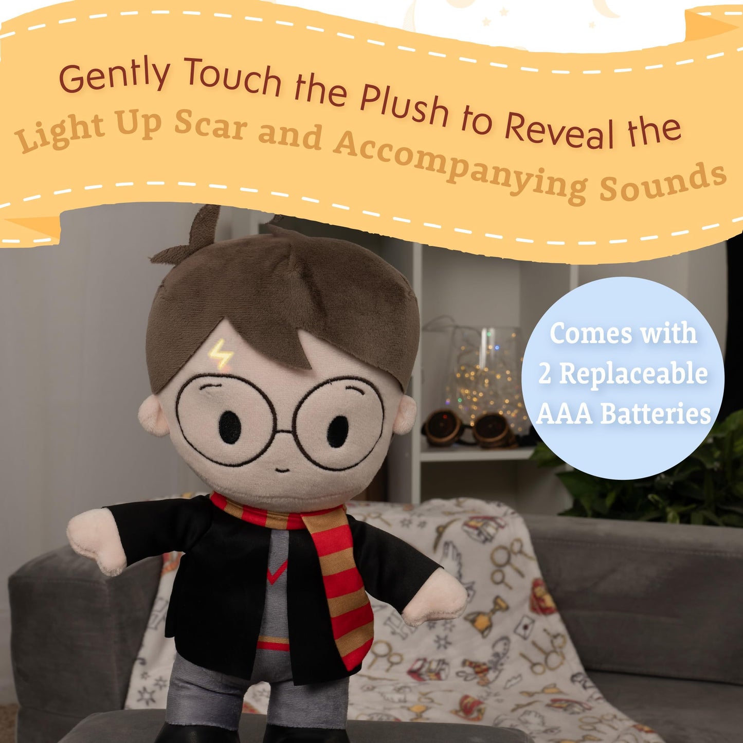 Kids Preferred Harry Potter Plush With Light Up Scar, Harry Potter Gifts For Girls And Boys 13 Inch Stuffed Animals For Kids And