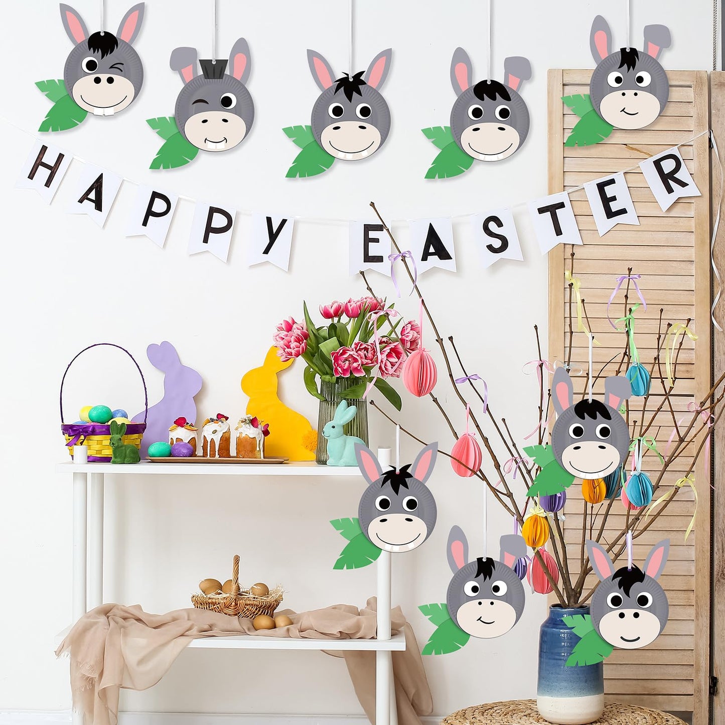 Honeydak 24 Set Donkey Crafts Easter Palm Sunday Craft Make Your Own Easter Donkey Ornaments Color Your Own Animal Arts for Palm