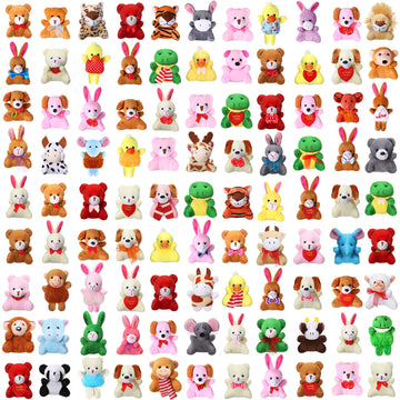 Zhanmai 100 Pcs Mini Plush Stuffed Animal Bulk Small Animal Toys Keychain Party Favors Easter Egg Stuff For Kids Birthday Valentine Carnival Classroom Prizes Gift Goodie Bag Filler(Cute Style)