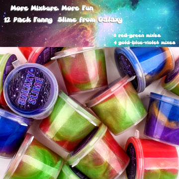 Galaxy Slime Kit 12 Pack, Mini Slime Christmas Party Favor For Kids Goodie Bag Stuffers, Smooth, Soft And Non Sticky, Stress & A