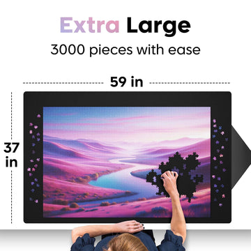 Puzzlup Puzzle Mat Rollup for 3000 Pieces - Black Non-Slip 37x59 Inches Neoprene Foam Saver
