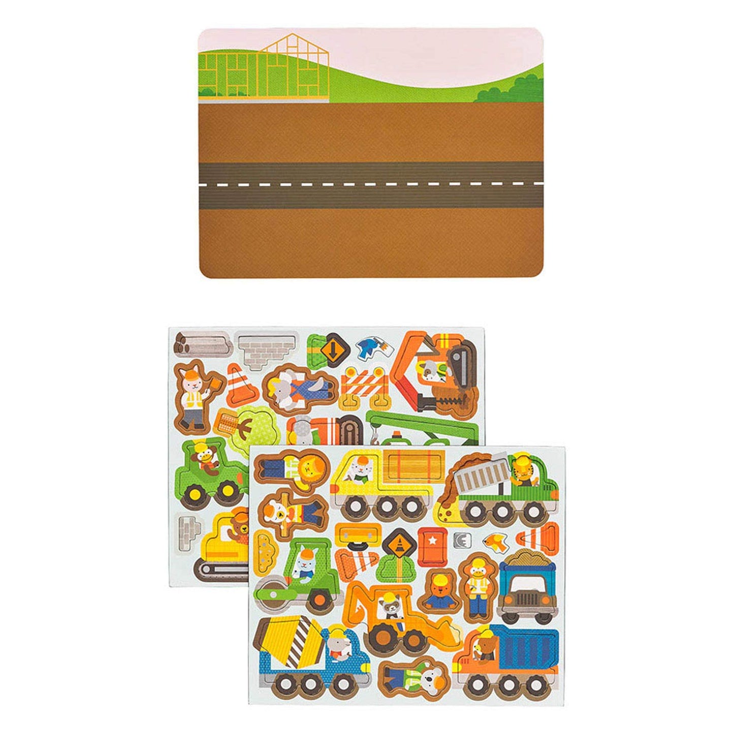 Petit Collage Magnetic Play Scene, Construction Site - Magnetic Game Board with Mix and Match Magnetic Animal Friends, Ideal for