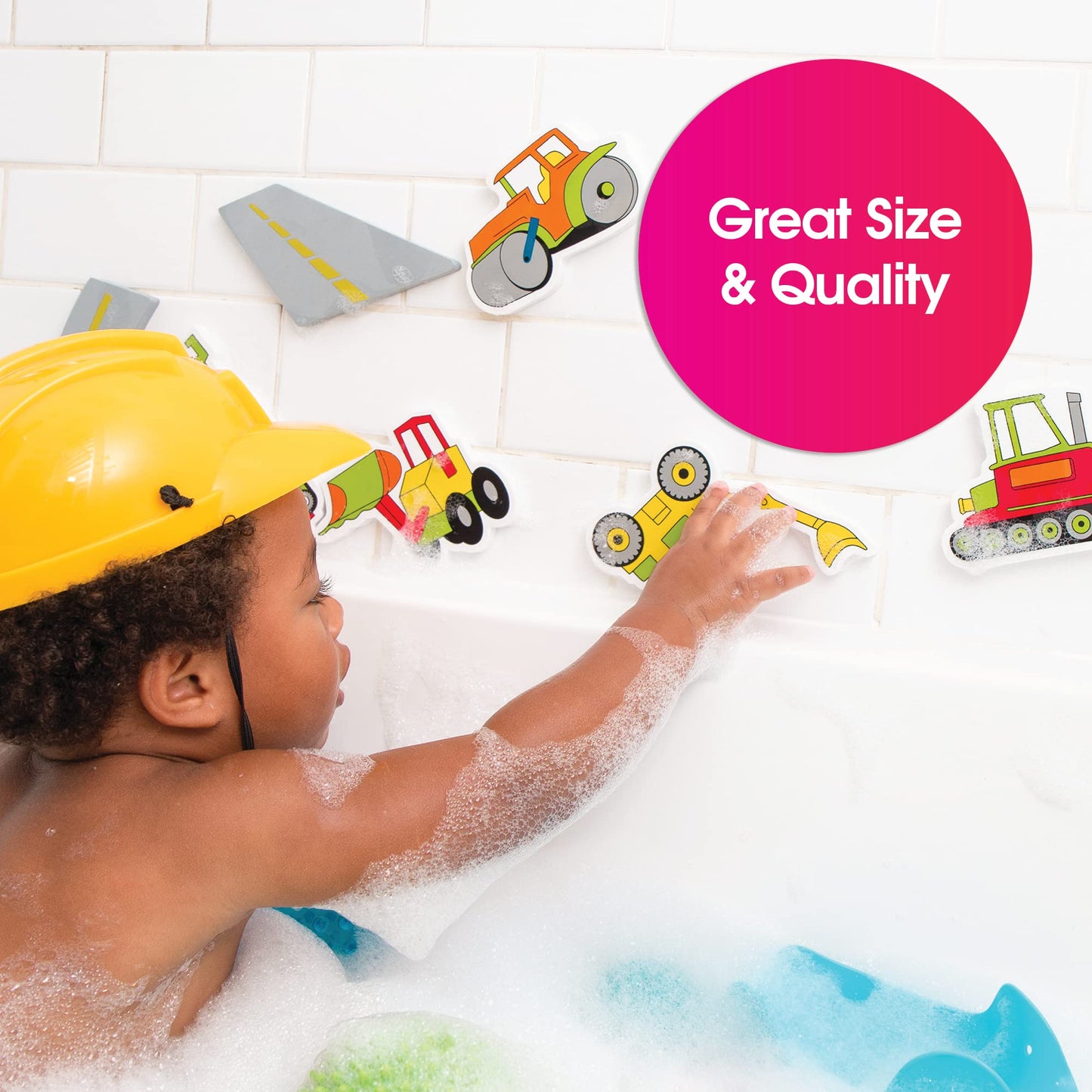 Edushape Magic Creations Foam Sticker Imaginative Bath Tub Activity Play Set, Road Construction