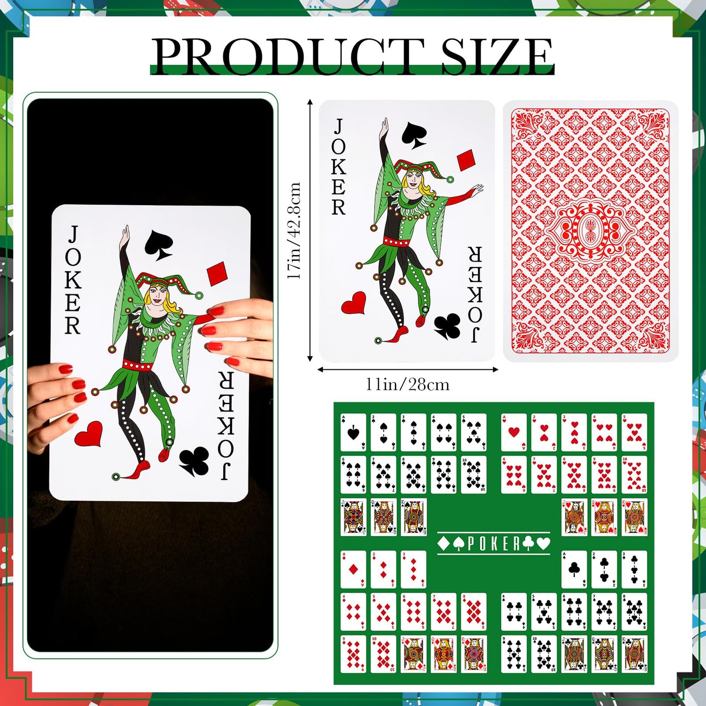 Cholemy Jumbo Playing Cards 11 X 17 Inches Giant Deck Of Cards Large Print Playing Cards Oversized Full Deck Cards For Adults Ga