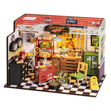 Robotime Miniature House Kit Diy Mini Garage Workshop Tiny Model House Building Kit With Led Decorative Craft For Adults Hobby G