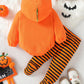 Wolbay 2Pcs Newborn Infant Baby Boy Girl Fleece Halloween Pumpkin Costumes Hoodie Romper Onesie Cotton Pants Outfit (6-12 Months