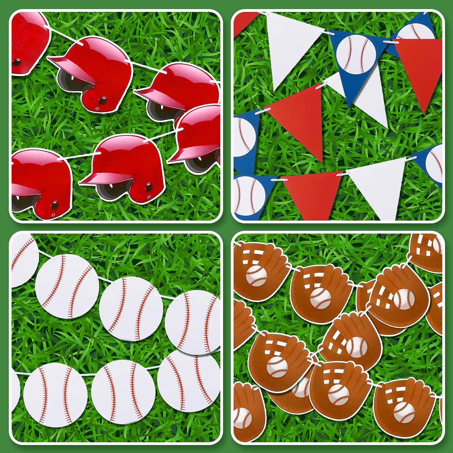Tatuo 6 Pieces Baseball Banner Party Decorations Baseball Paper Garland Pennant Bunting Flag Decor For Sports Theme Birthday Party Supplies