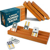 Queensell Domino Holders Set of 4 for Mexican Train, Medium Wood Domino Racks