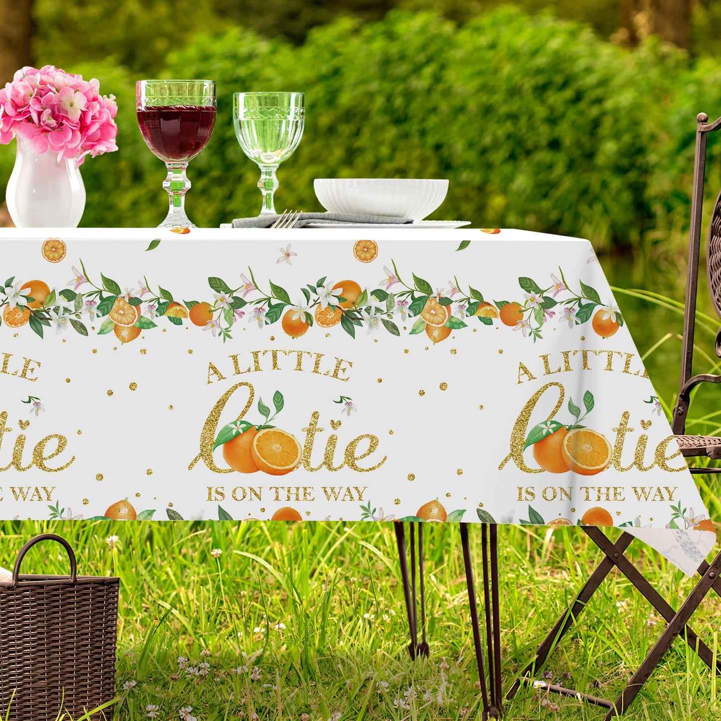 Lianxuia 3 Pcs Little Cutie Tablecloth, 54 * 108 Inch Orange Tablecloth, Fruit Plastic Tablecover For Boys And Girls Birthday Pa