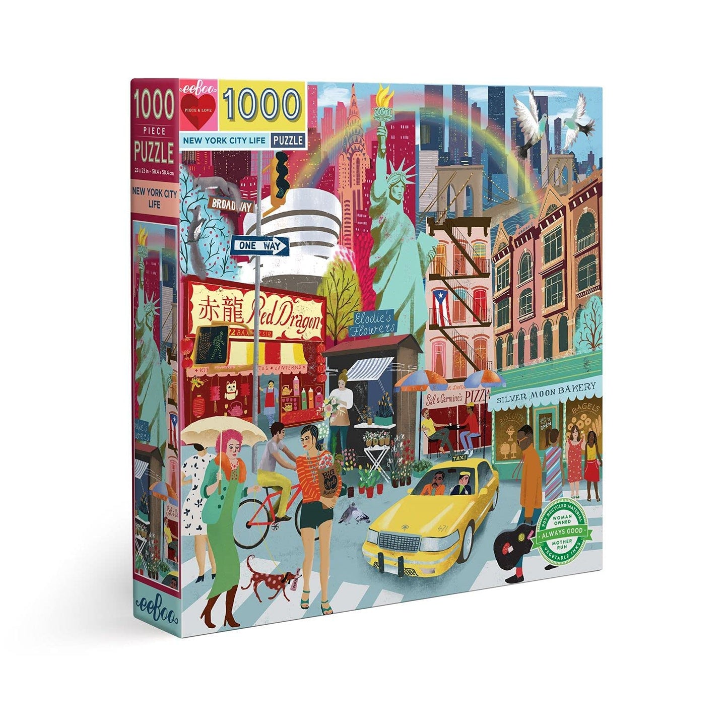 eeBoo: Piece and Love New York Life 1000-piece square mature-themed Jigsaw Puzzle  Jigsaw Puzzle for mature-themeds and Families  includes Glossy  Sturdy Pieces and Minimal Puzzle Dust
