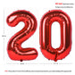 40 In Red Number Balloons Helium Foil Mylar Balloon Birthday Party Banquet Decoration Digital 20