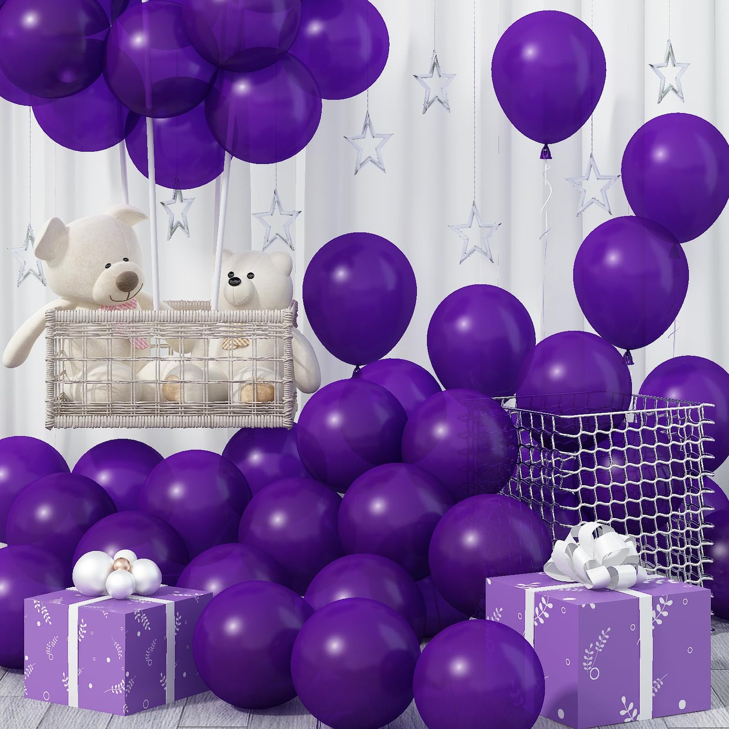 Jobkoo Purple Balloons, 12 Inch 30 Pcs Dark Purple Balloon Matte Royal Purple Latex Balloons For Arch Deep Purple Party Helium B