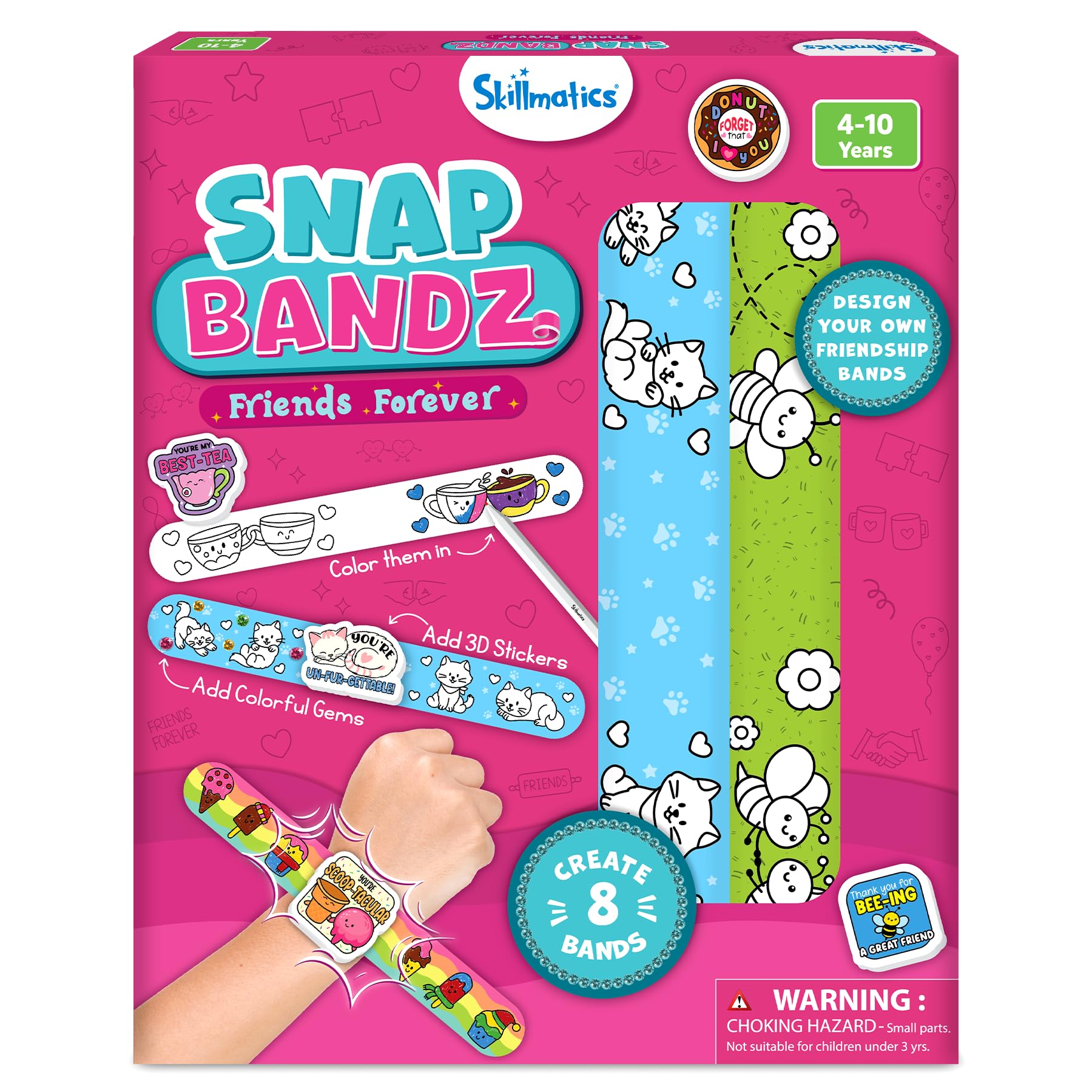 Skillmatics Craft Activity - Snap Bandz, Friendship Bands, DIY Jewelry Art & Craft Activity, Mess-Free, Creative Kit, 8 Bands (8