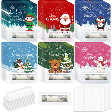 Stranthother 120 Pack Christmas Money Holders Cash Gifts Cards Ornaments Xmas With Plastic Cover Adhesive Pads Winter Holiday Pa