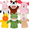 Gemscream 6 Pcs Hand Puppet Animal Hand Puppet Set with Working Mouth 9.8 Inch Animal Puppet Soft Plush Toy for Storytelling Tea