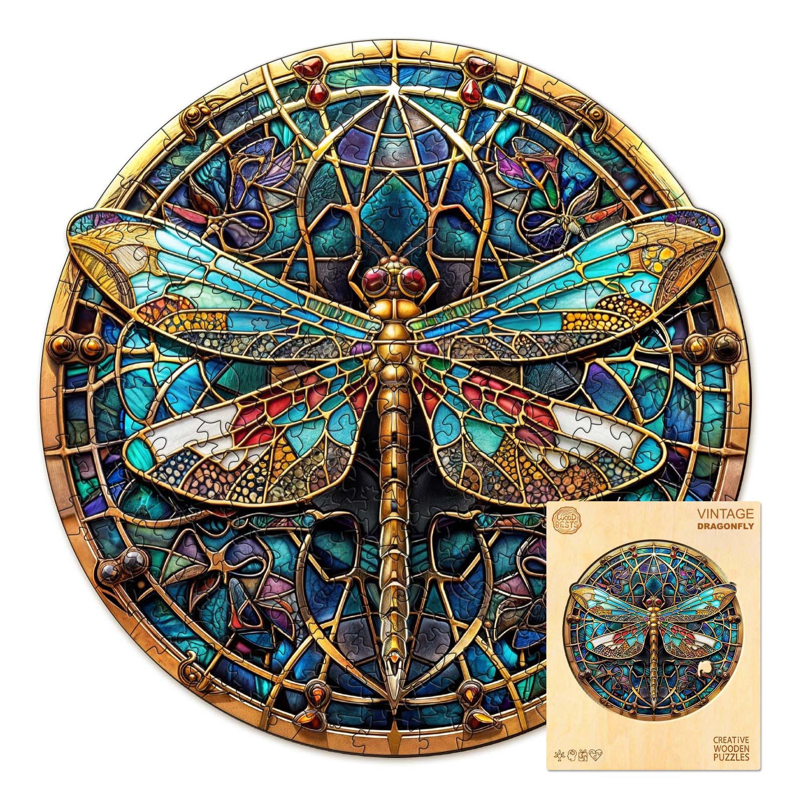 Wooden Puzzles For Adults, 300 Pieces Adult Puzzles, Vintage Dragonfly Puzzles Gifts For Puzzle Lover, Wooden Puzzle Games (L-13