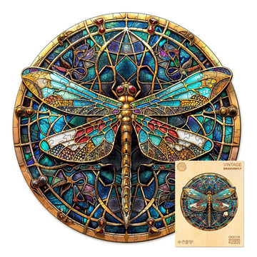 Wooden Puzzles For Adults, 300 Pieces Adult Puzzles, Vintage Dragonfly Puzzles Gifts For Puzzle Lover, Wooden Puzzle Games (L-13