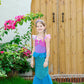 Aukidwld Little Girls Mermaid Costume Dress up Cosplay with bag accessories Halloween Christmas Birthday Gift 6-8Years
