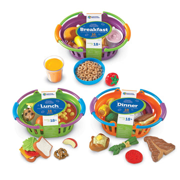 Learning Resources New Sprouts Bundle of Breakfast, Lunch and Dinner - 3 Sets, Ages 18+ months Toddler Pretend Play Food, Educat