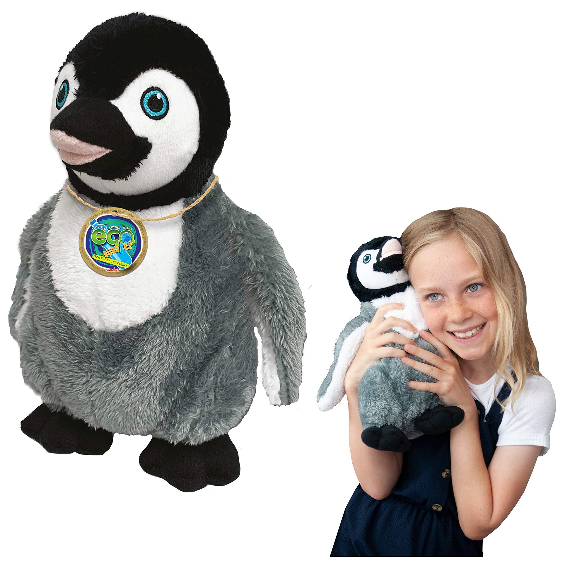Ecobuddiez - Penguin From Deluxebase. 12 Inch Penguin Plush Toy. Eco Friendly Child Safe Penguin Stuffed Animal Made From Recycled Plastic Bottles.