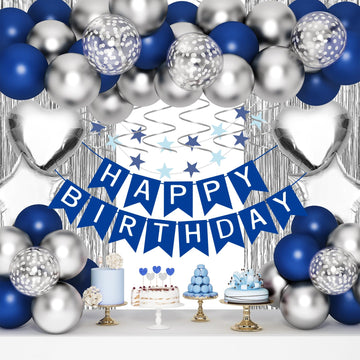 Birthday Decorations For Men, Blue Birthday Party Decorations For Him Her Men Women Boys Girls, Happy Birthday Balloons For Part
