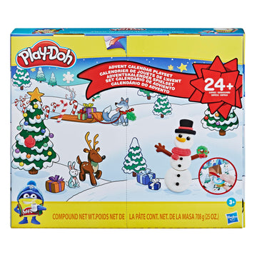 Play-Doh Advent Calendar Toy for Kids 3 Years and Up with Over 24 Surprise Accessories, Playmats, and 24 Cans, Assorted Colors, 