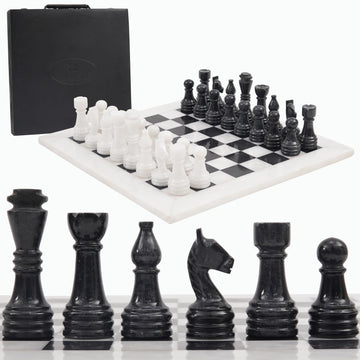 Radicaln Marble Chess Set With Storage Box 15 Inches White And Black Handmade 1 Chess Board With 32 Chess Pieces - Chess Game For 2 Player Board Game Chess Sets For Adults