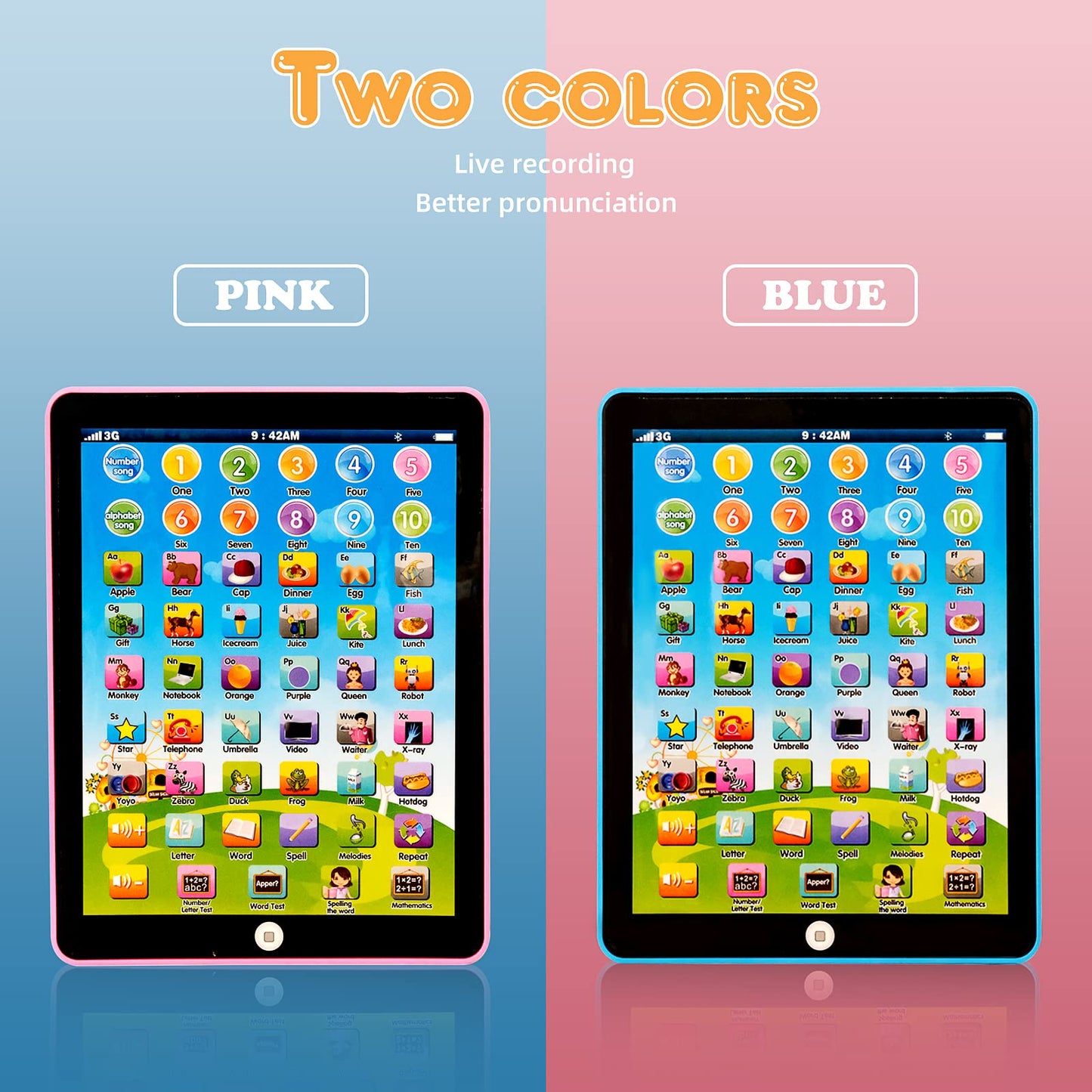 Stoulkd Kids Tablet -Learning Pad,With 6 Games To Learn Music/Words/Learning Letters/Alphabet,Education Tablet For Kids For Boys