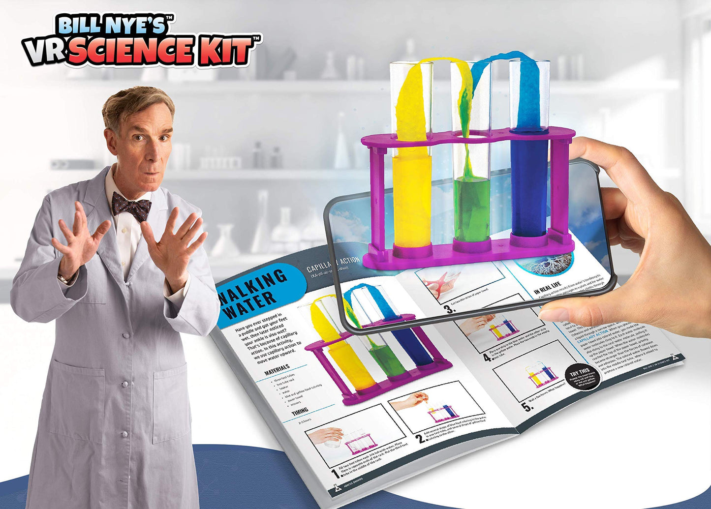 Abacus Brands Bill Nye'S Vr Science Kit - Virtual Reality Kids Science Kit, Book And Interactive Stem Learning Activity Set (Full Version - Includes Goggles) - For Ages 8 And Up
