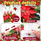 Newwiee 3 Pcs Christmas Poinsettia Tablecloths Red White Flower Plastic Table Covers 54 x 108 Inch Disposable Rectangle Xmas Tab