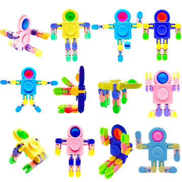 12 Pack Pop Fidget Spinners Party Favors Supplies Prizes For Kids Adults,Sensory Fidget Toys Deformable Diy Chain For Its Stress