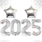 Katchon, 3Pc 40' & 18' Silver Star & Number 2025 Graduation Balloons - Helium Supported, Metallic Finish, Ideal For Graduation Decorations 2025, Children