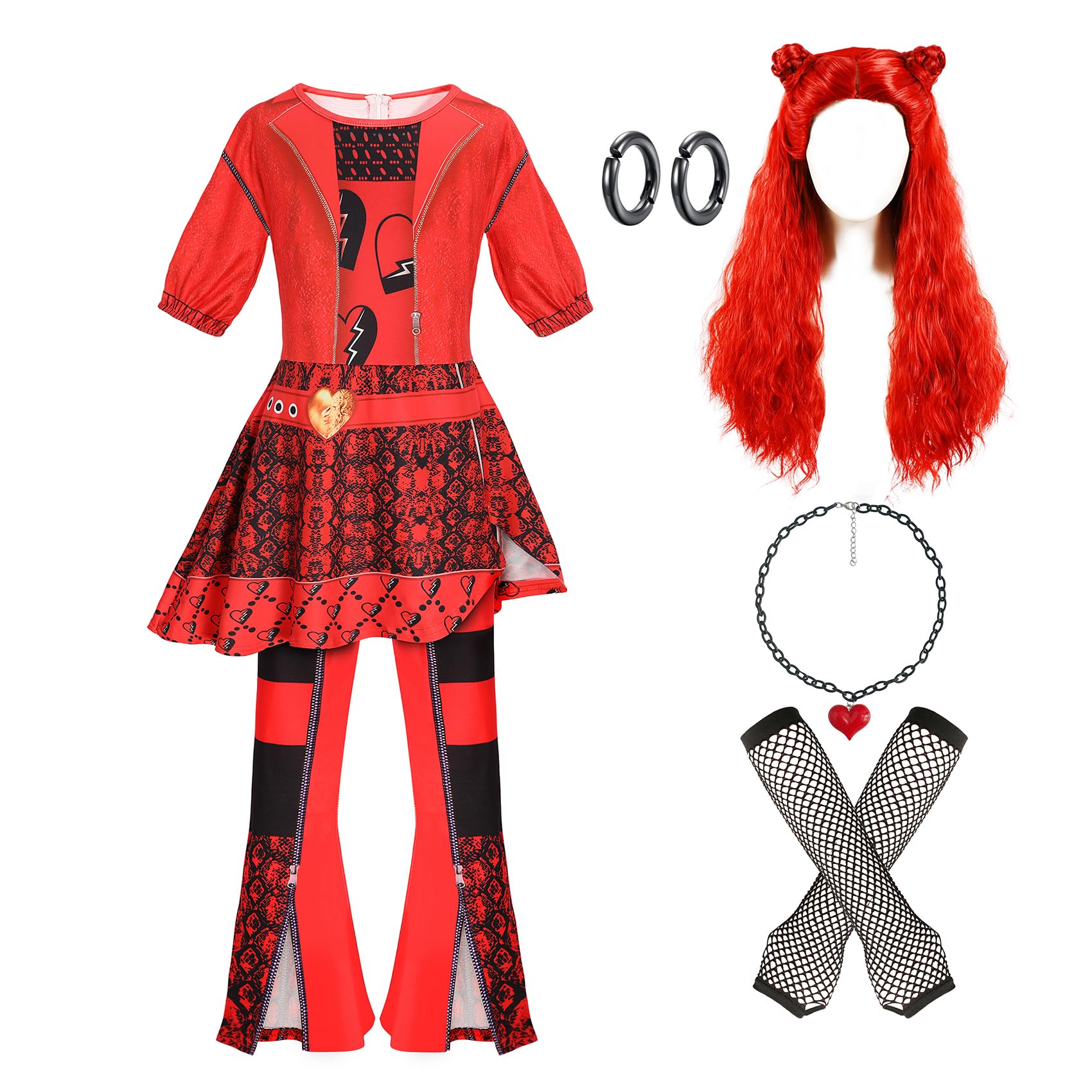 3-11 Years Rise Of Red Girls Cosplay Costume Sets With, Role Playing Outfits Halloween Christmas Party (7-8 Years)