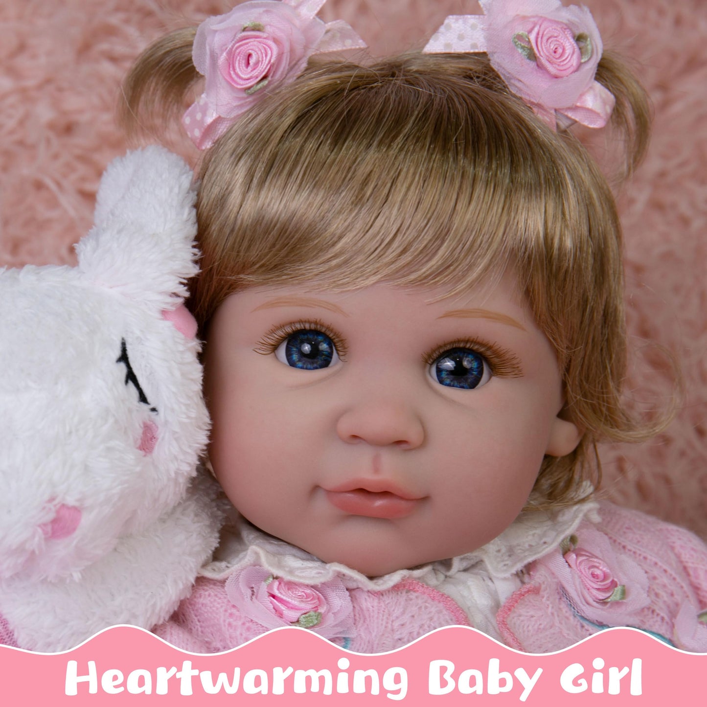 EKOKIZ Realistic Baby Doll 22-Inch Newborn Baby Doll Soft Cloth Body Lifelike Reborn Baby Dolls Cute Girls with Clothes and Toy