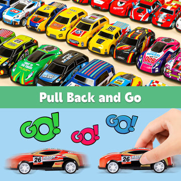 Azen 30 Pcs Pull Back Cars Party Favors For Kids 4-8 8-12, Mini Vehicles Toy Bulk, Party Favor Race Cars Toys, Goodie Bag Stuffers For Birthday Party
