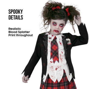 Morph Costumes School Girl Zombie Costume For Kids - Kid Zombie Costume Girl - Kids Halloween Costumes Girls Scary - Halloween Costumes For Girls M