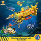 HOGOKIDS 3 Styles City Submarine Building Set with LED Light  Ocean Exploration Yellow Boat Sub Toy with 2 Sharks  Whale Skeleton and Ray Drone  Christmas Birthday Gift for Kids Boys Girls 8-14+