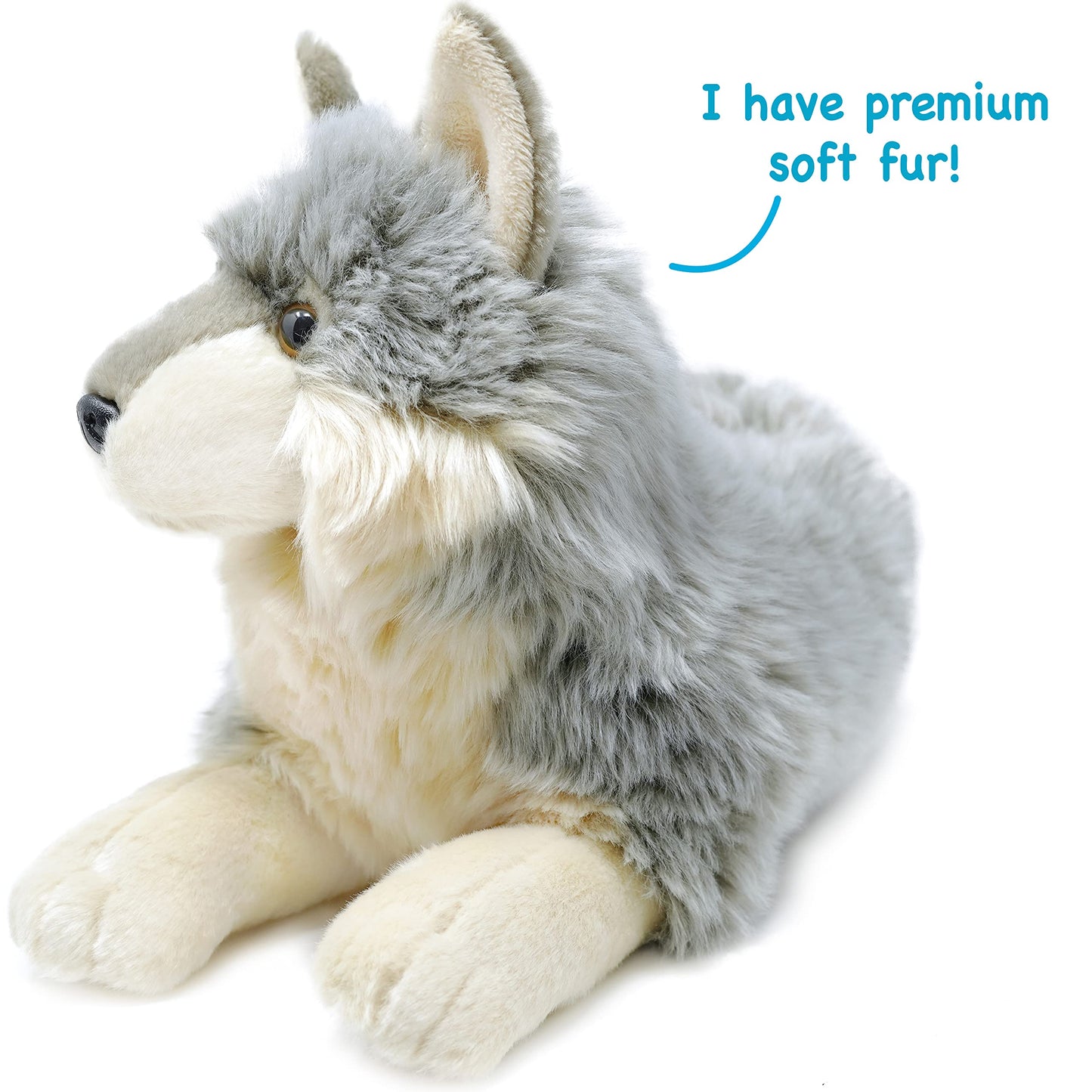 TigerHart 14 Inch Plush Dog - Whitaker The Wolf, White Polyester Stuffed Animal, Model 850000897878
