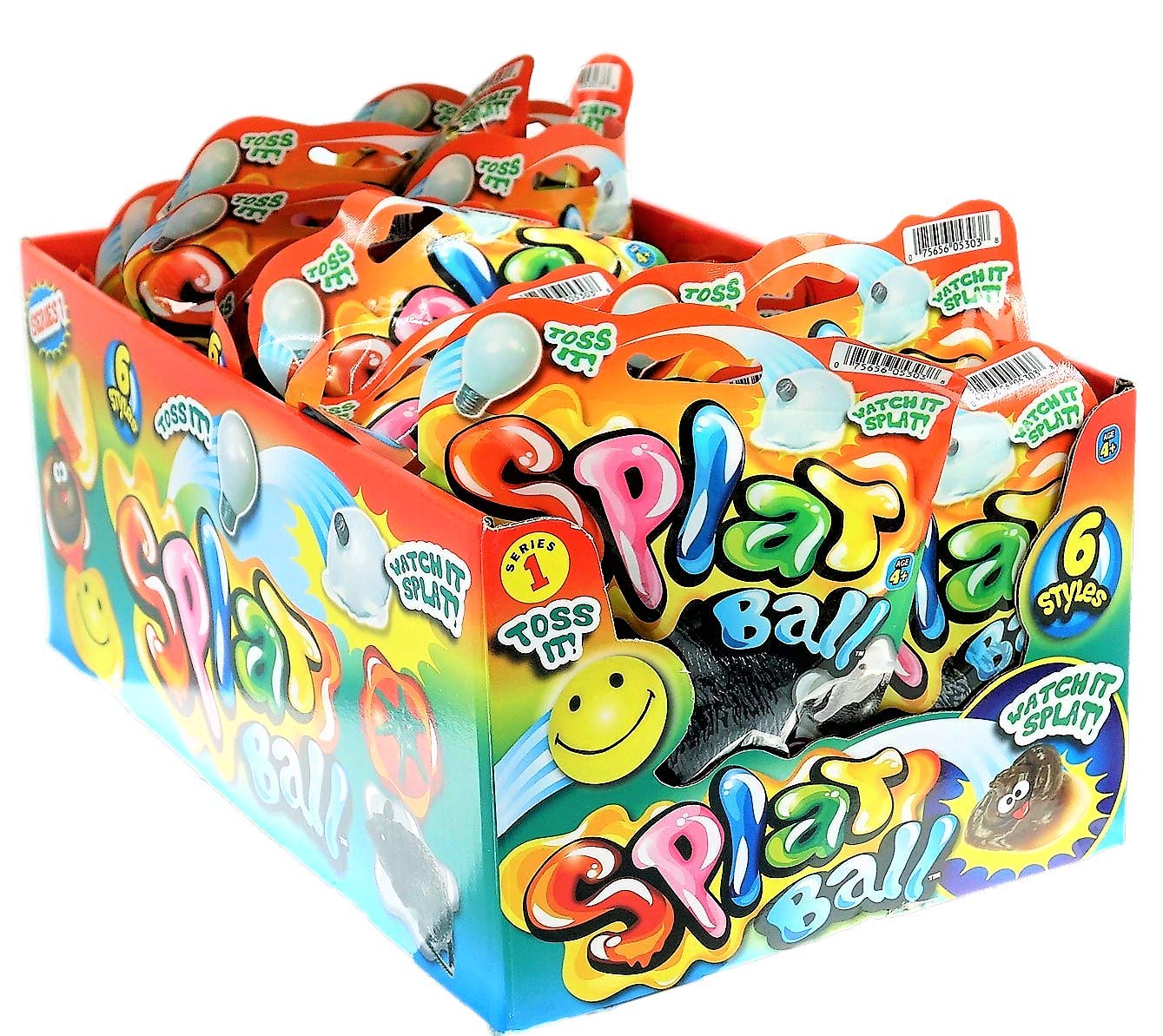 JA-RU Splat Ball Sticky Stress Ball (24 Units Assorted) Animal, Eggs, Squishy Pig Toys for Kids. Slow Rise Squishies. Novelty To