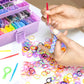 Inscraft 17500+ Rubber Loom Bands With 3 Layer Light Purple Container, 28 Colors, 600 S-Clips, 352 Beads, 40 Cartoon Pendant, Bracelet Making Refill Kit For Kids