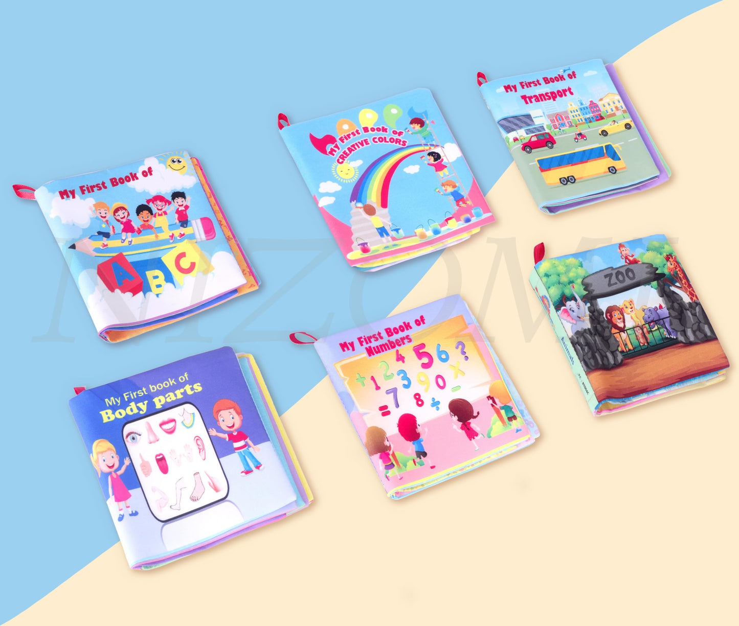 My First Cloth Book Early Learning Set Of 6 With Crinkle Paper Cloth Books For Toddler Include Alphabets/Number/Vehicles/Body Pa