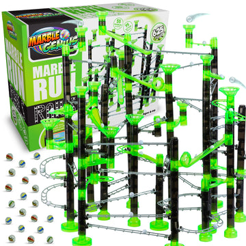 Marble Genius Marble Rails Extreme Set, 625 Piece Marble Run For Kids 8+ (55 Marbles, 80 Rail Pieces, 20 Base Pieces & More), Stem, Full-Color Instructions, Great For Kids & Teens