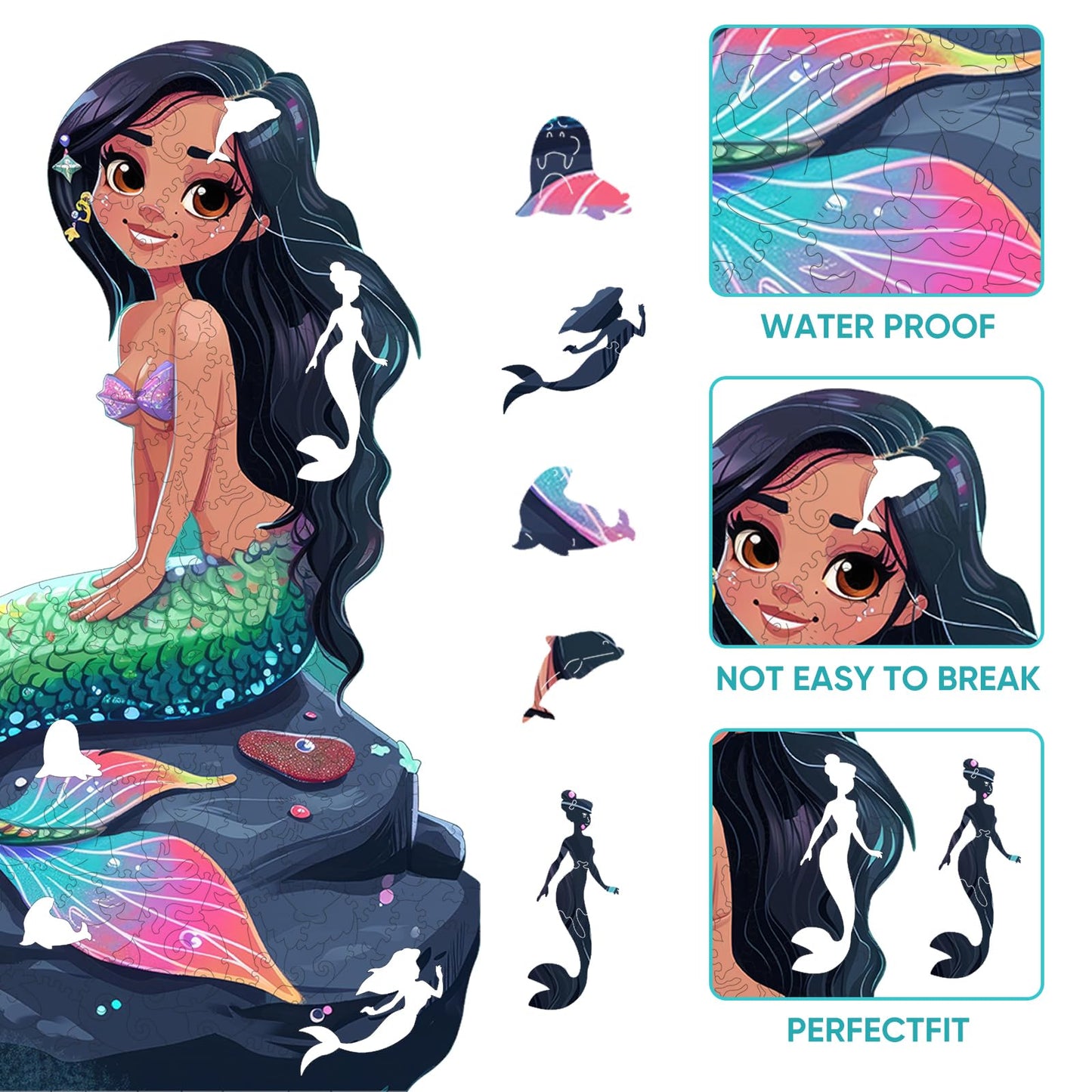 Reouinty Wooden Puzzle For Adults, Mermaid Wooden Jigsaw Puzzles(15.3 * 23.4In-500Pcs), Beautiful Wooden Puzzle With Box Birthda