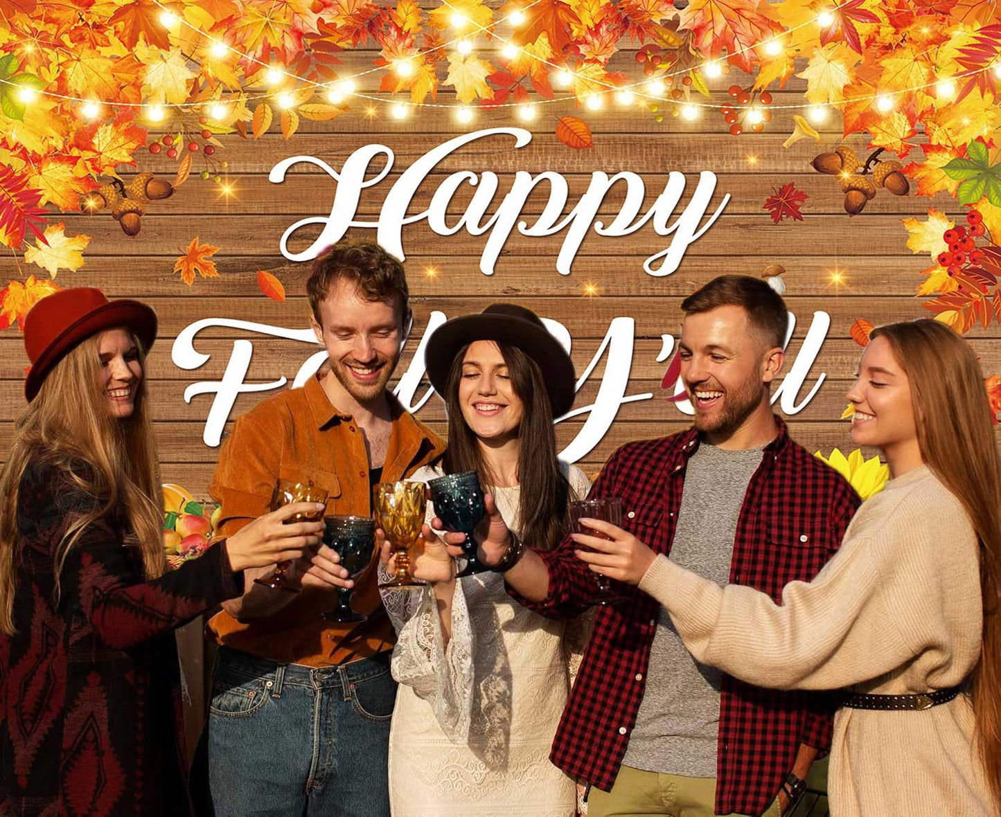 Happy Fall Yall Banner Backdrop 6x4FT Autumn Maple Leaf Harvest Pumpkin Background Happy Thanksgiving Party Decorations Supplie
