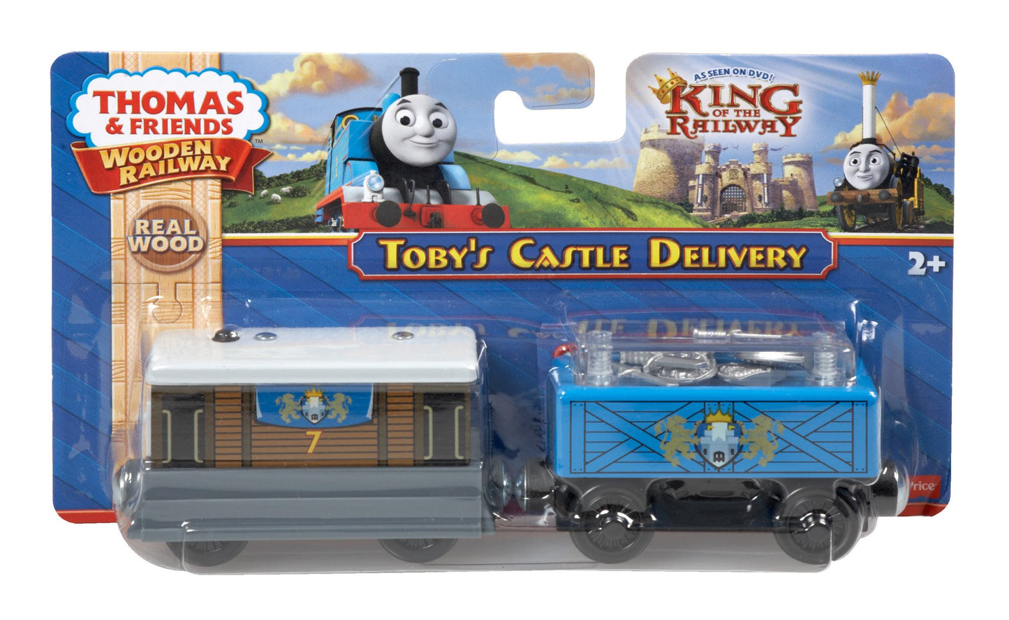 Thomas & Friends Wooden Railway Toby's Royal Cargo Car, Blue, 7 x 2 x 1.3 inches, Model Y5018, Durable Wooden Toy