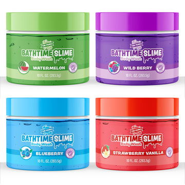 Tub Works Bath Slime Kids Body Wash, Variety 4 Pack | Gooey, Playful Texture With Fresh, Fruity Scents | Dermatologist Tested |