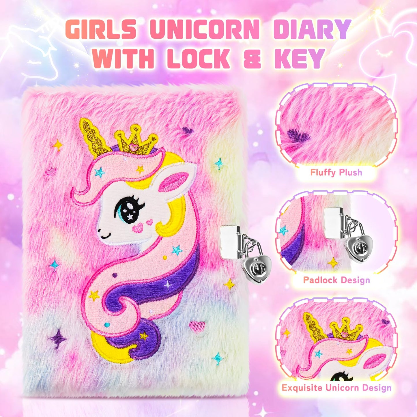 Unicorns Gifts For Girls Kids Toys 3 4 5 6 7 8 9 10 Years Old With Lcd Writing Tablet/Glowing Blanket/Unicorn Bracelet/Eye Mask/