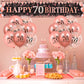 70Th Birthday Decorations For Women, Large Black Rose Gold Happy 70Th Birthday Yard Banner And 18Pcs Rose Gold 70Th Birthday Party Decorations Balloons For Women Men, 70 Years Old Party Supplies